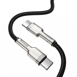 2m, USB-C - USB-C kaabel, juhe, kuni 100W: Baseus Cafule Metal - Must