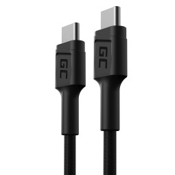 0.3m, USB-C - USB-C kaabel, juhe, kuni 60W: GreenCell GC30 - Must