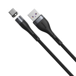 1m, USB-C - USB kaabel, juhe, kuni 5A: Baseus Zinc Magnetic - Must