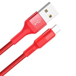 Hoco кабель: 1m, USB-C, Type-C - USB: X26 -  Красный