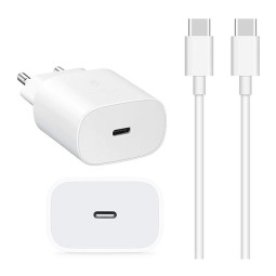 Charger USB-C: Cable 1m + Adapter 1xUSB-C, up to 20W QuickCharge