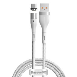 1m, Micro USB - USB kaabel, juhe: Baseus Zinc Magnetic - Valge