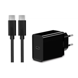 Charger USB-C: Cable 1m + Adapter 1xUSB-C, up to 30W QuickCharge