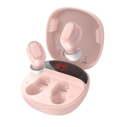 Беспроводные наушники, Bluetooth 5.0, аккумулятор 40mAh до 5 часов, корпус 800mAh, Baseus Encok WM01 Plus - Светло-розовый