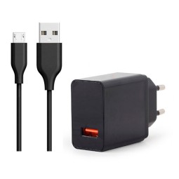 Laadija Micro USB: Juhe 1m + Adapter 1xUSB, kuni 18W QuickCharge