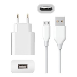 Зарядка Micro USB: Кабель 1m + Адаптер 1xUSB, до 10W