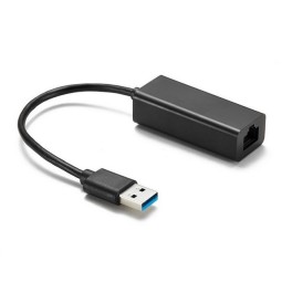 Võrguadapter, üleminek: USB 3.0, pistik - Network, LAN, RJ45, pesa: Gigabit Ethernet 1000 Mbps - Must