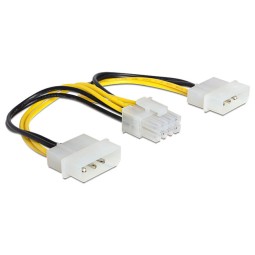 PC internal cable, adapter: 0.15m, 2x Molex, male - EPS 8pin, female