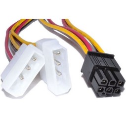 PC internal cable, adapter: 0.15m, 2x Molex, male - PCI-E 6pin, female