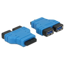 PC internal cable, adapter: USB 3.0 19pin, female - 2x USB 3.0, female