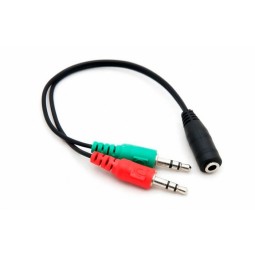 Adapter: 4pin, Audio-jack, AUX, 3.5mm, female - 2x Audio-jack, AUX, 3.5mm, mic+stereo, male