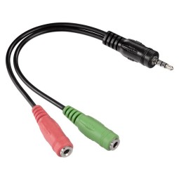 Adapter: 4pin, Audio-jack, AUX, 3.5mm, male - 2x Audio-jack, AUX, 3.5mm, mic+stereo, female