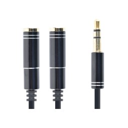 Adapter, üleminek: Audio-jack, AUX, 3.5mm, pistik - 2x Audio-jack, AUX, 3.5mm, pesa, PREMIUM